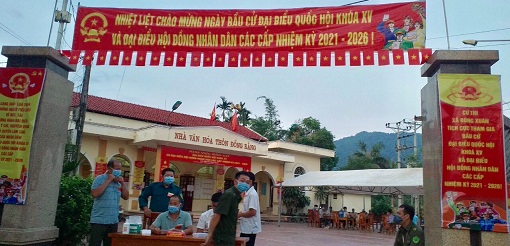 Khu vực bầu cử tại thôn Đồng Rằng, xã Đông Xuân, huyện Quốc Oai